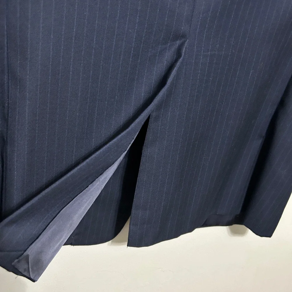 Loro Piana Hickey Freeman Blazer Mens 42 Long Navy Blue Pinstripe Wool Madison